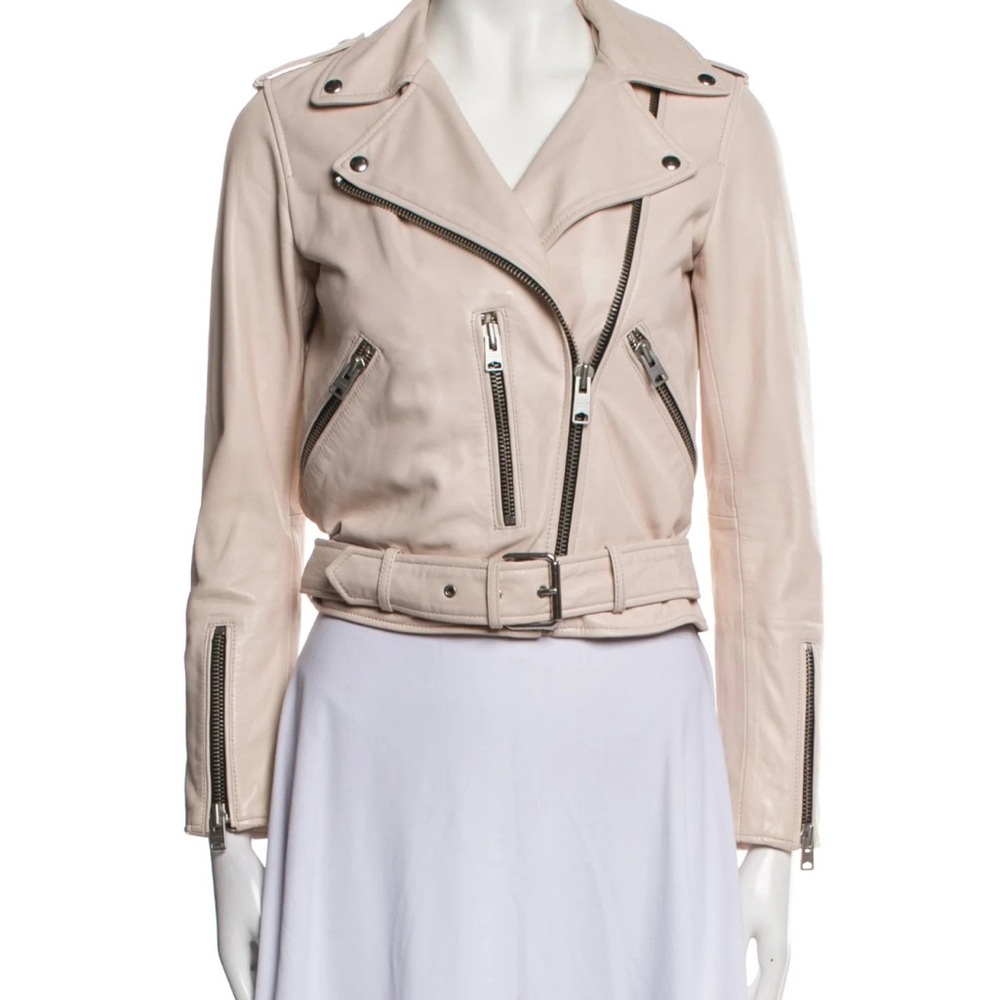 All Saints Light Pink Leather Jacket